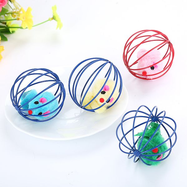 

Adorable oft mice in ide cage kitty cat toy playing mou e ball cage toy color varie 2 piece one pack