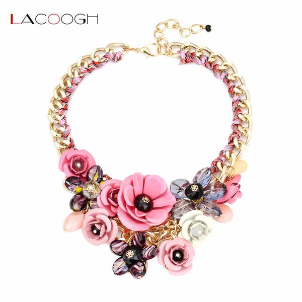

whole salelacoogh wholesale new 2017 fashion collar big metal flower necklaces choker statement crystal necklace for women jewelry f10000, Golden;silver