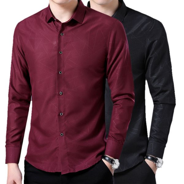 

dress shirts 2018 new cotton business casual men long sleeves shirt fashion men irregular print slim fit shirt, White;black
