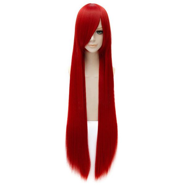 

1pcs 100cm long straight lolita lady wig red d9a8, Black