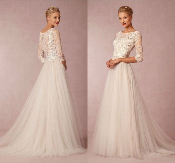 

Trendy Floral Lace Bohemian Wedding Dresses Half Sleeve Plus Size Beach Boho Garden Country Style 2018 Vestido de novia Formal Bridal Gown