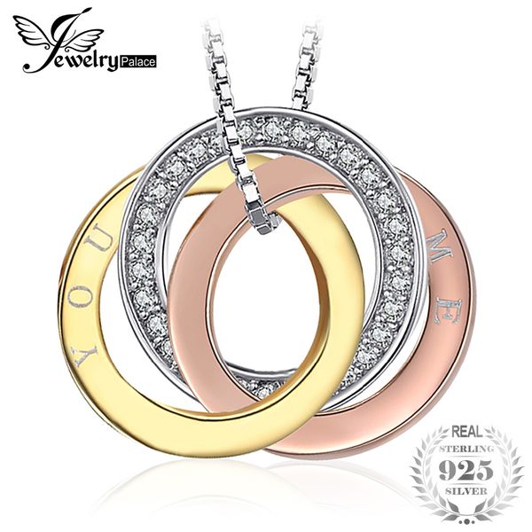 

jewelrypalace 0.1ct cubic zirconia there rings winding you and me pendant 925 sterling silver trendy without a chain