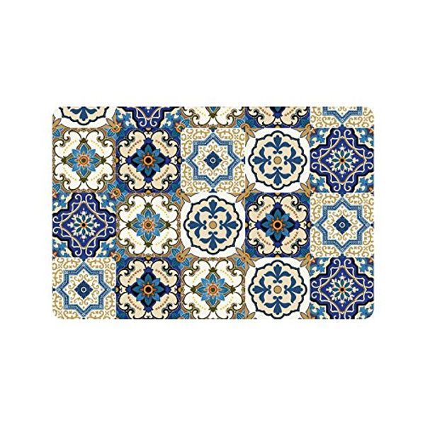 

gorgeous patchwork moroccan tile doormat non-slip indoor and outdoor door mat rug home decor, entrance rug floor mats