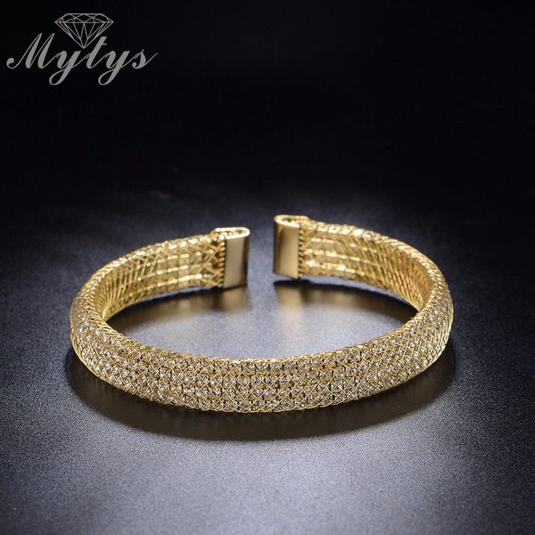 

mytys cuff open bracelet wire mesh net tennis bracelet size b1024, White
