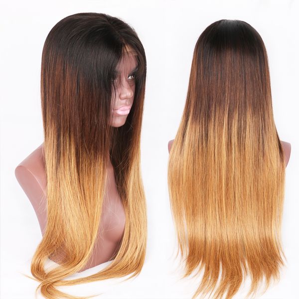 T1b 4 27 Blonde Ombre Lace Front Wig Glueless Full Lace Human Hair