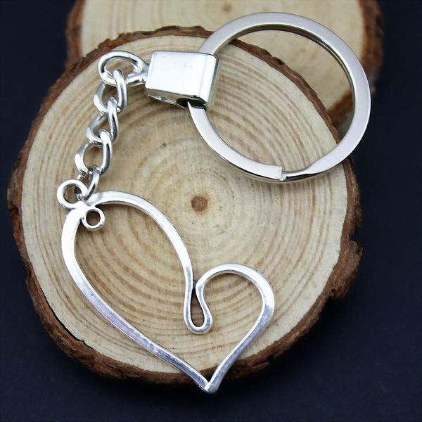 

6 pieces key chain women key rings car keychain for keys hollow heart 41x20mm, Slivery;golden