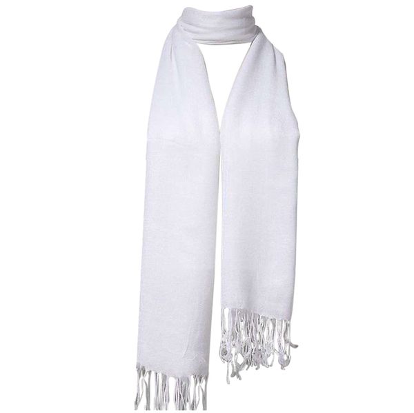

winter women shawl tassel scarf fringes white