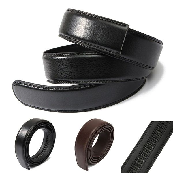 

men genuine leather belts without buckles 3.5cm wide soft pu belt no automatic buckle strap belts waistband male cinturon hombre, Black;brown