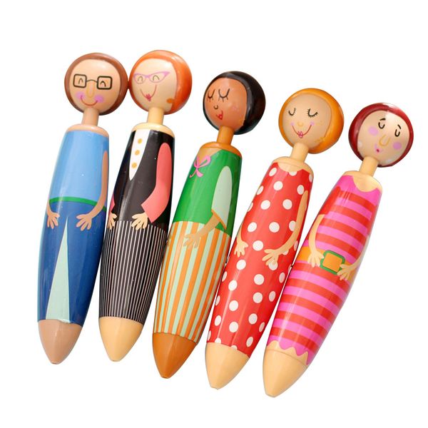 

cartoon doll ballpoint pen ball pen student office stationery gift school supply, Blue;orange