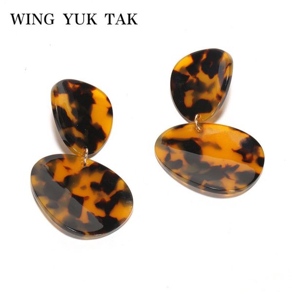 

wing yuk tak 3 color hanging earrings for women unique design tortoiseshell drop earrings acrylic ethnic jewelry oorbellen, Silver