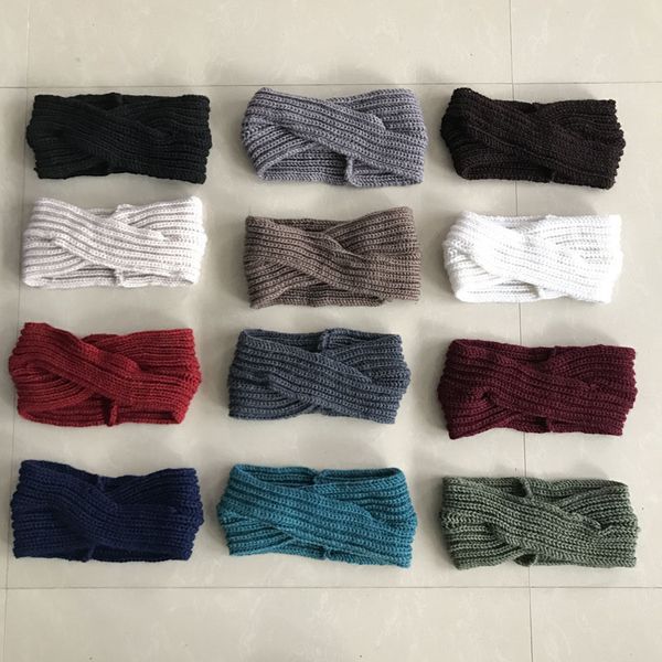 

cross - knitted headband with oblique lap wool women hair band warm woolen yarn kint headband, Silver