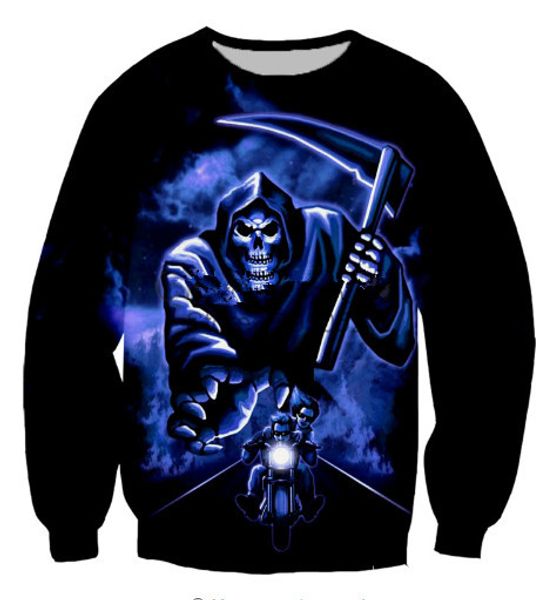 

новые прибытия панк череп каратель grim reaper толстовки мужчины женщины кофты 3d печати мода прохладный harajuku стиль уличная топы b87, Black