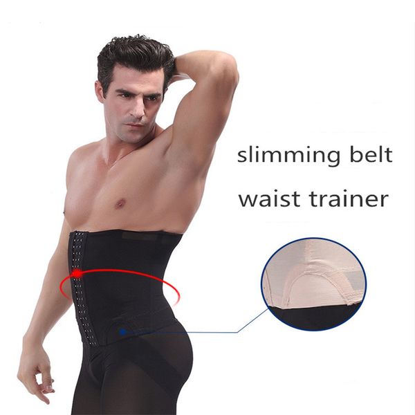

men waist trainer slimming belt tummy reducer body shaper underwear girdle fat burn belly waist cincher abdomen trimmer corset, Black;brown