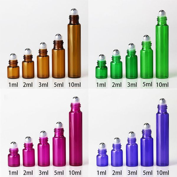 

1ml-10mlbottles for essential oils roller bottles with metal roller balls empty refillable perfume bottle roll on bottles z0c