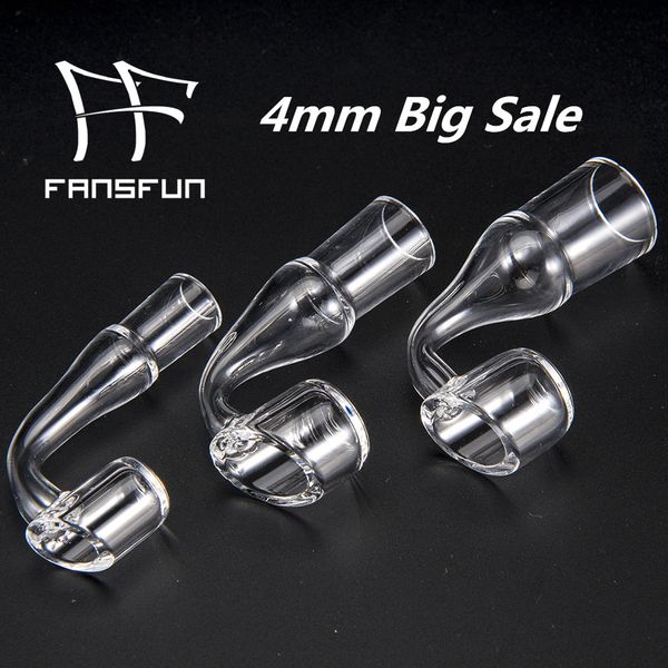 

4 мм толщиной кварц Banger Domeless ногтей с 10mm14mm18mm мужской женский ясно совместных 90 градусов для стекла бонги Dab буровые установки большая скидка 350