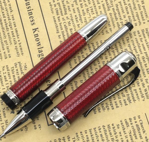 

good quality classical black/red metal roller ball pen silver clip mt luxury pens with serial number