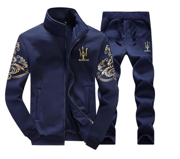 

brand mens tracksuits sets mens sweat suitsautumn jogger jacket + pants sporting suit hip hop sweatshirts hombre, Gray