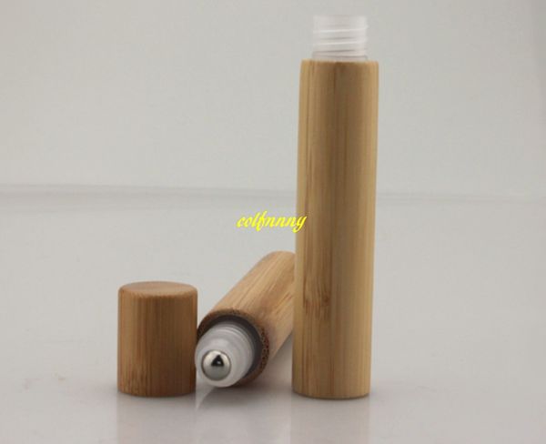 

100pcs/lot 8ml bamboo roll on plastic bottle eyecream container steel roller essential oil lotion cosmetics bottles