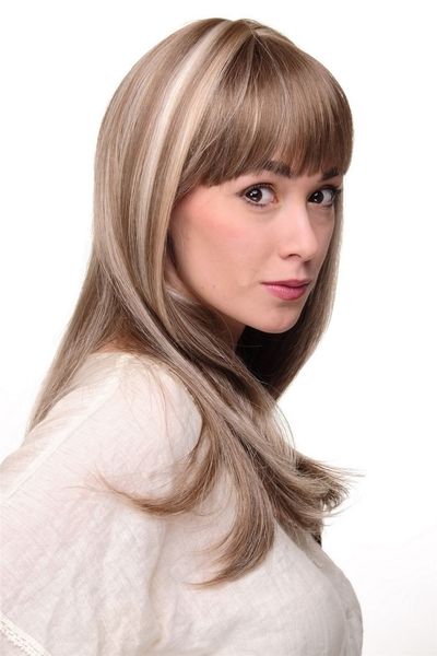 

wig me up - women's wig smooth brunette brown blonde streaked 3114, Black;brown