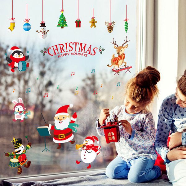 

happy new year merry christmas santa claus wall stickers home shop windows décor wallpaper ing