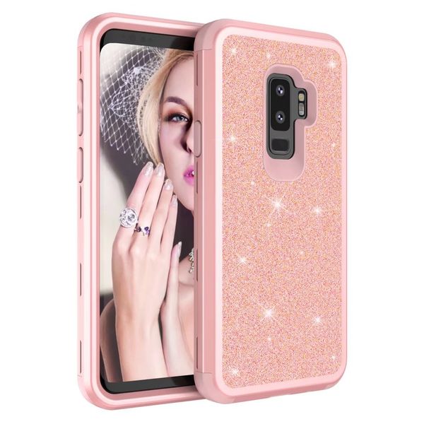 

2018 latest for iphone 6 case 3in1 defender case flash powder back glitter sparkly bling for samsung phone case