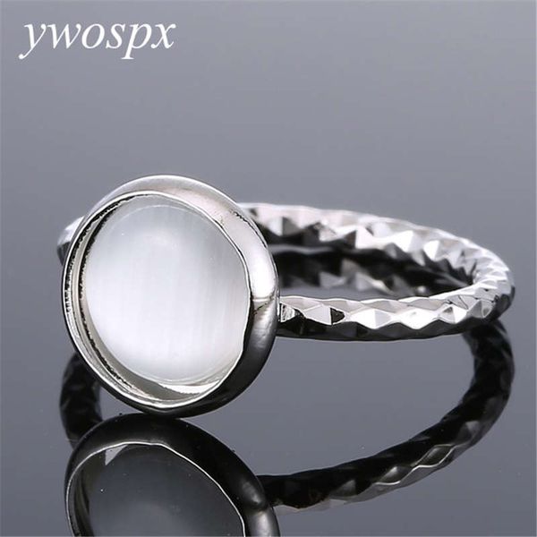 

ywospx fashion jewelry fine sier c opal rings round moonstone women's wedding ring sz 6 7 8 9 10 anel y-50, Golden;silver
