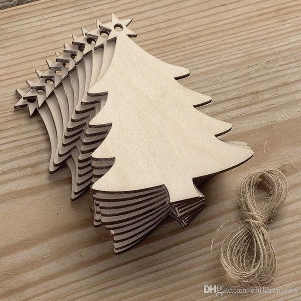 

10pcs christmas wood chip tree ornaments xmas hanging pendant decoration gifts 261