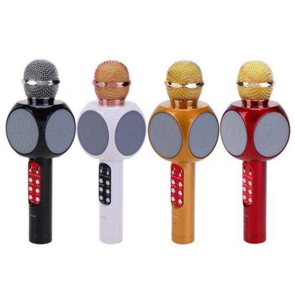 

new ws1816 led light wireless mobile phone mic microphone karaoke music player hifi bluetooth hanheld microphone support fm tf card
