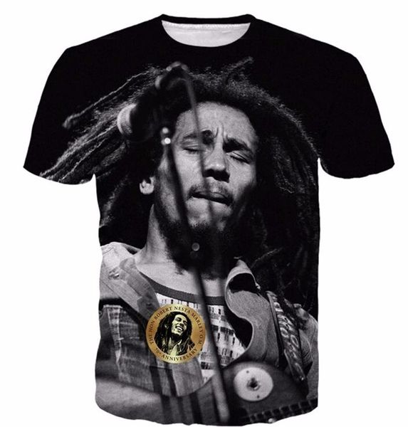 

новейшая мода регги звезда боб марли футболка смешно 3d печатных женщин / мужчин с коротким рукавом мужская футболка повседневная топы k298, White;black