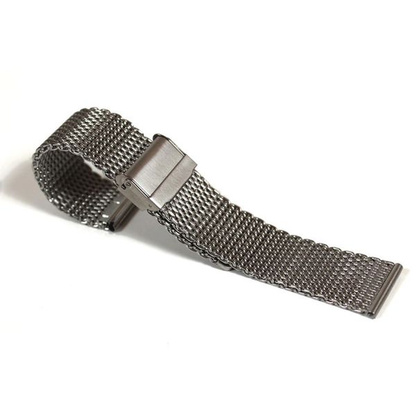 

silver-tone stainless steel mesh watch band 20mm, Black;brown