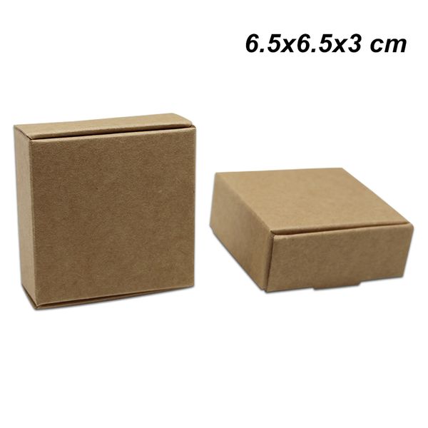

6.5x6.5x3 cm brown 30pcs/lot card board kraft paper pack box for ornament jewelry cookie cardboard handmade soap candy storage packing boxes