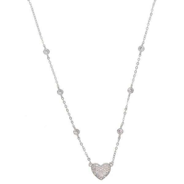 Fine 925 Sterling Silver I Love Hockey Open Heart CZ Necklace