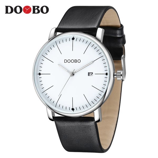 

doobo 2018 male watch brand men's water resistant quartz watch simple fashion wrist, Slivery;brown