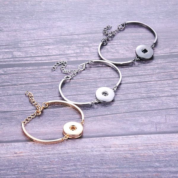 

silver gold lobster clasp snap bracelet diy charms bracelets bangles fit 18mm snap buttons jewelry for women jewelry 8495, Golden;silver