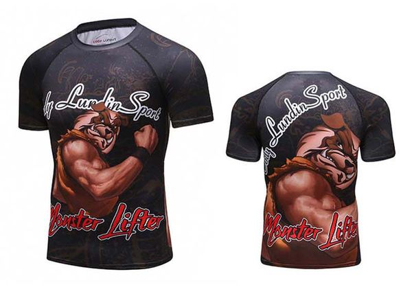 

2018 men sports t short shirt yoga gym fitness compression bodybuilding breathable quick drying shirt, White;black