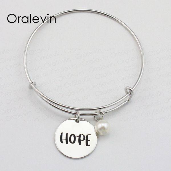 

hope inspirational hand stamped engraved custom pendant charm expandable bracelet bangle fashion jewelry,10pcs/lot, #ln1952b, Black