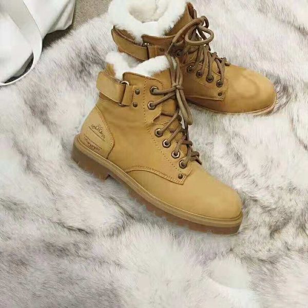 

boots genuine leather women snow boots casual martin boots wholesale fashion famous shoes, Black