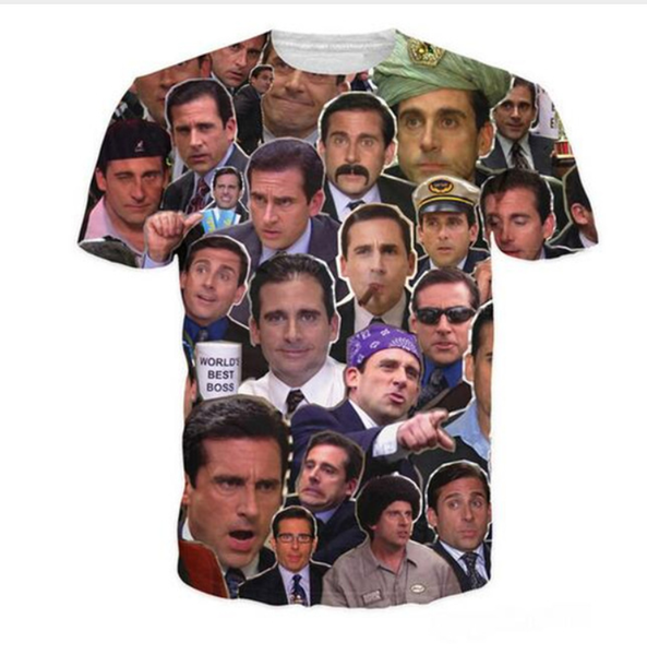 

2018 new fashion womens/mens summer michael scott paparazzi beast funny 3d print casual short sleeve t-shirts tx87, White;black