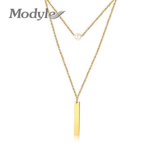 

modyle elegant simulated pearl choker necklaces for women gold tone stainless steel bar stars charm collar birthday gifts, Silver