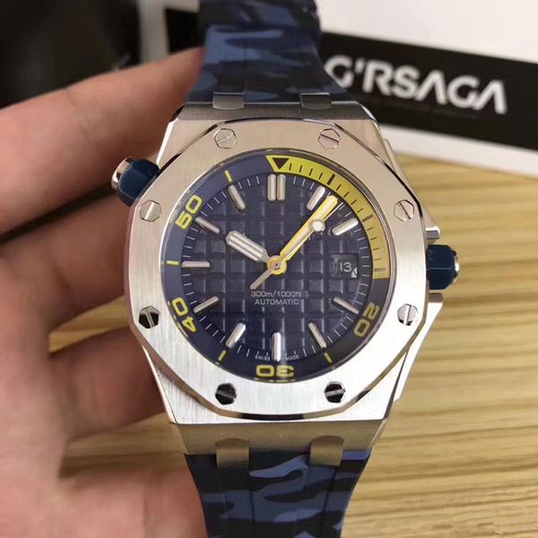 

Selling luxury watch pecial camouflage rubber ilver tainle teel automatic mechanical 15710 t men men watch watche