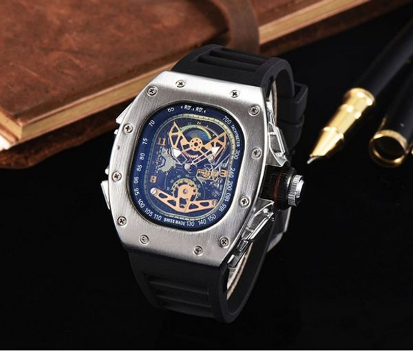 

new luxury mechanical men sports chronometer watch wristwatch brand leather strap quartz wristwatch c for men gift relojes ing, Slivery;brown