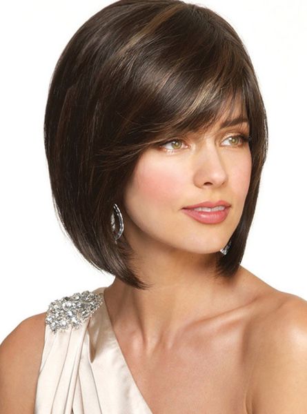 

straight short brown mix bob lolita hair wigs for health wig, Black;brown