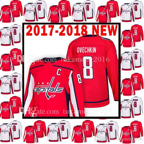 

мужские 2017-2018 new вашингтон кэпиталз 8 алекс овечкин джерси 18 mens 8 алекс овечкин хоккей трикотажные взрослых, Black;red
