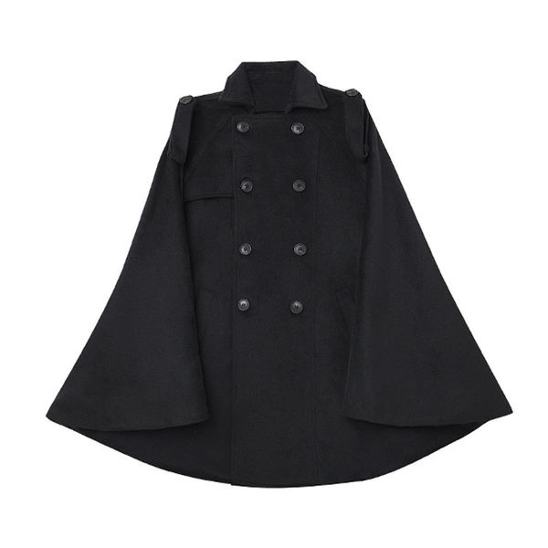 

gothic men's woolen brand cloak trench coat black fashion double-breasted windproof poncho coats 2017 autumn winter quality, Tan;black