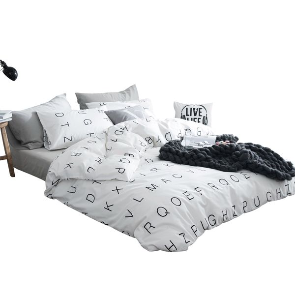 

tutubird white and black leers print bed linen 100% coon bedding set modern kids duvet pillow covers 4pcs  twin size