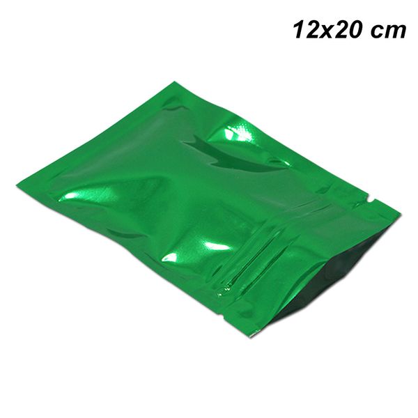 

12x20 см зеленый 100 шт. много закрывающемся алюминиевая фольга zip lock пакет упаковки мешочки самостоятельной герметизации майларовой фоль