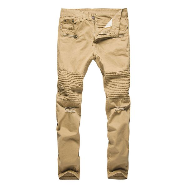

men's casual business trousers new fashion 2017 autumn winter solid men's hole pants comfortable cotton fold social pants f110, Black