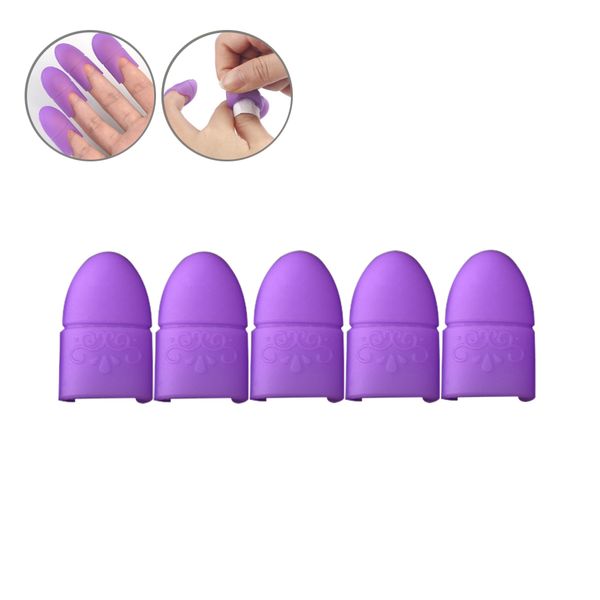 

5pcs nail art tips uv gel polish remover wrap silicone elastic soak off reuseable cap clip manicure cleaning varnish tool set