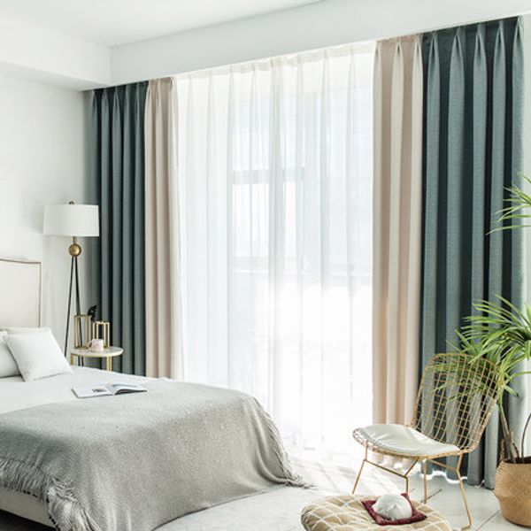 2019 Window Bedroom Curtains Pleated Cehck North Europe Blackout Patchwork Sheer Finished Curtain Ready Made Curtains Punching Hooks 2 Panels From