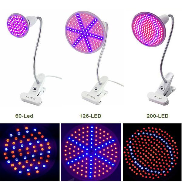 

60 126 200 led grow light bulb 360 flexible lamp holder clip for plant flower vegetable growing indoor greenhouse hydroponics